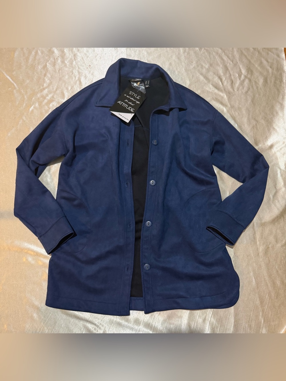 Attitudes by Renee Faux Suede Shirt Small A549017 NWT